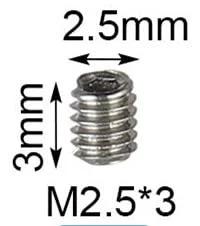 M2.5 X 3mm Stainless Steel Hex Grub Screws With Internal Hex Drive Cup Head Allen Style Socket Point Set Screws, single piece