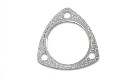 Vibrant 3-Bolt High Temp Exhaust Gasket, 2-3/4 in, triangular with three bolt holes.