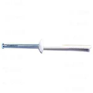 Side view of Nylon Mushroom Nail Drive Anchors Quarter Inch By Two Inch Pack Of 100 For Drywall And Masonry Applications