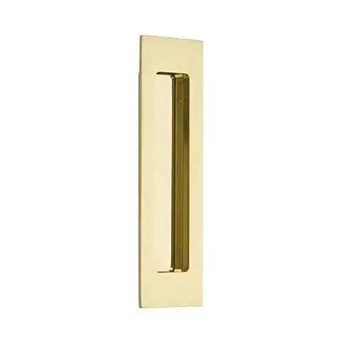 Emtek Modern Rectangular Flush Pull Satin Brass Door Hardware 1-3/4 Inch by 4 Inch Concealed Mount for Interior Doors