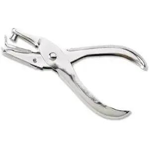 Ticket Punch Single Hole Round One Quarter Inch Nickel Plated With Chip Receptacle For Mess Free Punching and Quick Squeeze Operation