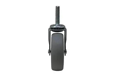 Front view of 3 Inch Threaded Stem TPR Caster With 110 Lb Load Capacity, Gray TPR Wheel On Black Polypropylene Hub, Ball Bearing Swivel.