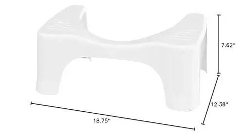 Simple Curve 7 Inch White Bathroom Toilet Stool For Easy Squatting with dimensions and front view displayed