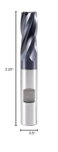 Front view of M42 8 Percent Cobalt TiAlN Finishing End Mill For CNC Center Cutting With Half Inch Shank And Half Inch Cutting Diameter One And A Quarter Inch Flute Length And Three And A Quarter Inch Overall Length Boss Grade Accusize Industrial Tools 6800 4051