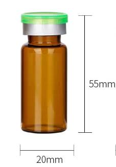 Amber borosilicate glass 10ml vial with 20mm diameter and green flip-off aluminum cap for lab samples