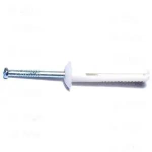 Nylon Mushroom Nail Drive Anchors One Quarter Inch By One And One Half Inch White 100 Count Durable Plastic Drive In Anchor