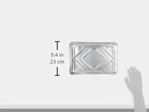 Quarter-size aluminum foil cake pan with 9.4-inch measurement, part of Pack Of Twelve Quarter Size Aluminum Foil Cake Pans For Bake Sales And Events
