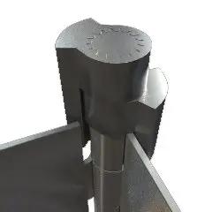 Close-up of Door Saver Hinge Pin Stop for Three Inch to Four and a Half Inch Residential Hinges Satin Nickel Finish by Nuk3y installed