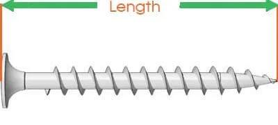 Side view of Size 12 By 3 Inch Marine Grade Stainless Deck Screw Type 316 With Internal Square Drive Bugle Head Type 17