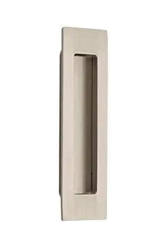Emtek Modern Rectangular Flush Pull Handle 1-3/4 Inch By 6 Inch Satin Nickel Finish for cabinets and doors, side view