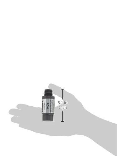 Sprinkler check valve, metal, 1/2-inch female inlet by 1/2-inch male outlet, 3.1 in tall held in hand.