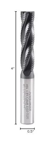 Half Inch TiAlN Cobalt Roughing End Mill M42 8 Percent Cobalt With Half Inch Shank And Two Inch Flute Length Four Flute Coarse Tooth Perfect For Profiling And Shallow Slots In Hard Materials Accusize Industrial Tools