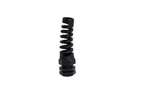 IP68 Waterproof M22 PG16 Cable Gland Connector with Spiral Flex Strain Relief, Black PA66 Body, 5-Piece Kit for 10-14mm Wires