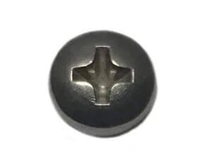 Top view of No 8 By 1 Inch Stainless Steel Pan Head Sheet Metal Screw showing Phillips drive and bright finish.