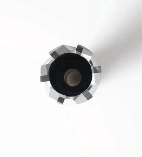 Top view of Carbide Tipped Annular Cutter 1 Inch Diameter 2 Inch Depth With Weldon Shank For Magnetic Drill Presses Pro Grade Heavy Duty Mag Drill Bit For Hard Materials Like Stainless Steel Cast Iron And More CT 500