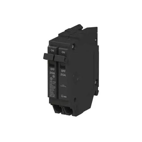 Single Unit THQLT2020 Q-Line Tandem Circuit Breaker 20A/1P + 20A/1P Plug-in 120/240V 10 kAIC Non-Interchangeable Trip Fits PowerMark Load Centers