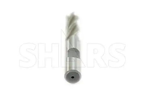 Front view of Pro Grade Five Sixteenths Inch HSS End Mill With Four Flutes Center Cut Right Hand Cut Three Quarters Inch Flute Length Three Eighths Inch Shank Overall Length Two And A Half Inches By Shars.