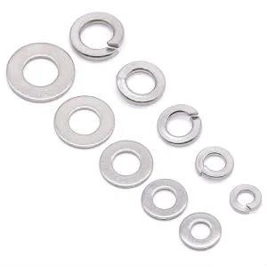Glvaner M8 flat washers and split lock washers set, 60 pcs total, 304 stainless steel, plain finish