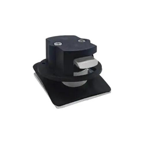 Boat deck square locker latch with key, black housing and 316 stainless steel latch, front view