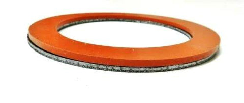 3-1/2 in silicone rubber and graphite gasket ring for vacuum casting perforated flask, orange top