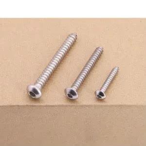 Button Head Socket Cap Screws Set For Sheet Metal And Wood M4 X 35mm 60 pieces 304 stainless steel shown on wood surface
