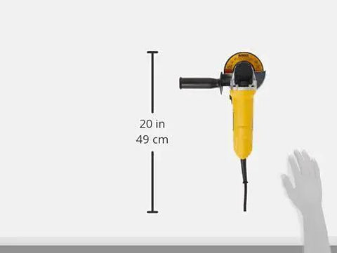 Heavy Duty 4-1/2 Inch Angle Grinder With One-Touch Guard 7 Amp AC DC Motor 12,000 RPM For Fast Material Removal Includes Hex Wrench Built For Pros Heavy Duty Jobs DEWALT shown at 20 inches height with hand for scale