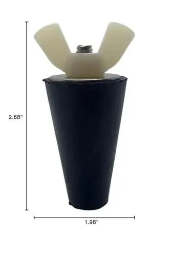 Universal Rubber Winter Plug For 1/2 To 1 Inch Holes Tapered Multipurpose Stopper, shown with measurements 2.68 in x 1.98 in.