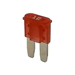 Red 10A automotive fuse from Plug In Add A Circuit Fuse Tap Adapter Kit 5 Pack 14 AWG Micro2 UL Wire Fuse Holders Up To 30A For Cars And Motorcycles.