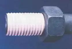 One Half Inch By Six Hundred Inch Copper Guard Anti Seize PTFE Thread Seal Tape applied on pipe fitting threads