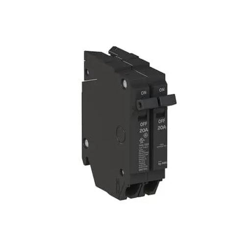 Single Unit THQLT2020 Q-Line Tandem Circuit Breaker 20A/1P + 20A/1P Plug-in 120/240V 10 kAIC Non-Interchangeable Trip