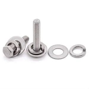 M8 stainless steel flat washers and lock washers set, 30 flat + 30 lock, 304 stainless steel, plain finish