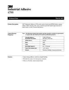Technical data sheet for 3M Black heat resistant industrial adhesive 4799 - brushable liquid for metals, composites, ceramics.