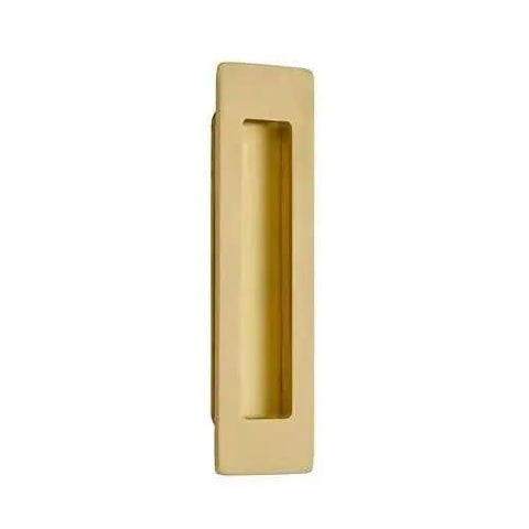 Emtek Modern Rectangular Flush Pull Satin Brass Door Hardware 1-3/4 Inch by 4 Inch Concealed Mount for Interior Doors