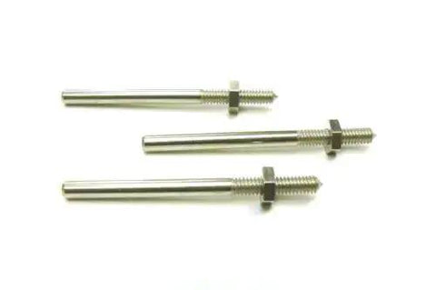 Set of 3 Mini Threaded Mandrel With Nut Straight Thread for crafting, 3/32 inch, nickel finish, Made in Germany