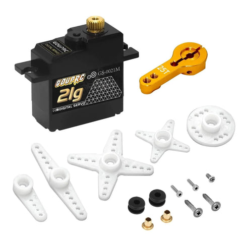 21G Micro Mini Digital Servo of Metal Gears with 25T Servo Horn for 1/14 1/16 RC Crawler Car Upgrade Servo Parts Model Boat Airplane Robot (1PC)