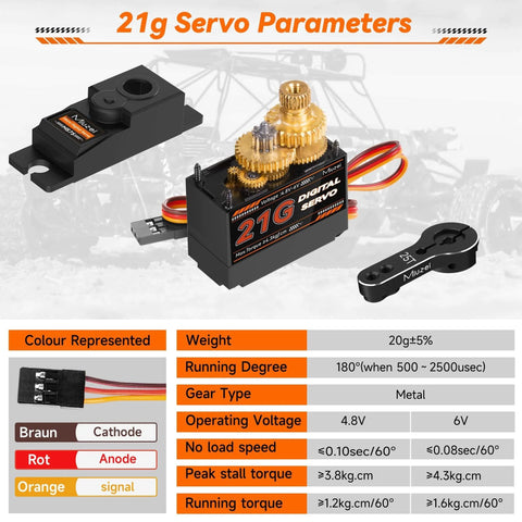 21G Micro Servo Motor Metal Geared Mini Digital Servo Kit with 25T Horn for 1/14 1/16 RC Car Robot Helicopter components