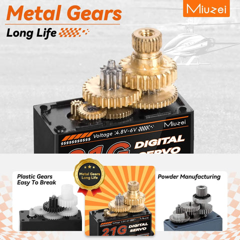 21G Micro Servo Motor Metal Geared Mini Digital Servo Kit with 25T Horn for 1/14 1/16 RC Car Robot Helicopte (1) close-up view with gears