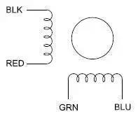 Wiring diagram for High Torque Nema 17 Bipolar Stepper Motor For Dope 3D Printers And CNC Setups, showing connections and coil layout.