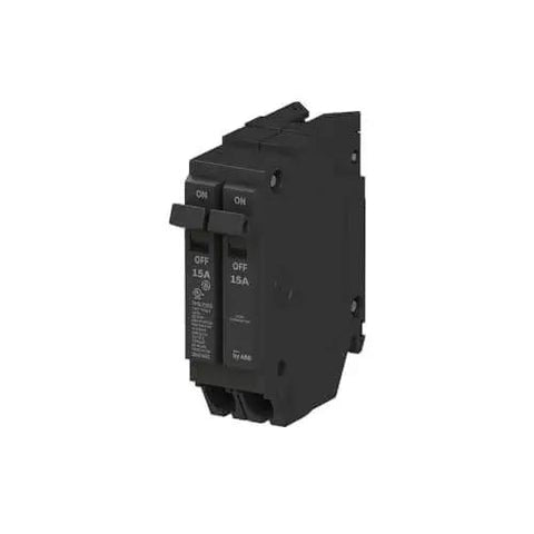 Tandem Circuit Breaker THQLT1515 15A 1P Dual One-Slot Single Unit 120/240V 10 kAIC HACR SWD space-saving panel mount