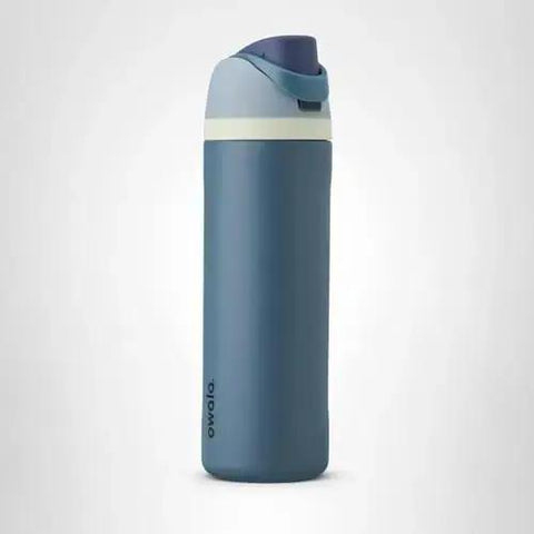 FreeSip Insulated Stainless Steel Water Bottle With Straw And Locking Push Button Lid BPA Free Sports Bottle 24 Oz Denim Color
