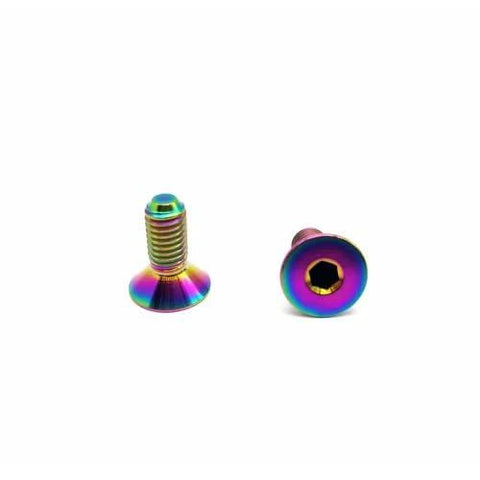 M5x12mm Titanium Steering Wheel Bolts Kit, 6 Pieces, Countersunk Flat Head Screws With Rainbow Titanium Finish
