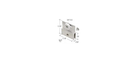 3/4 Inch Flat Edge Nylon Ball Bearing Roller Assembly For Frameless Sliding Shower Doors Chrome Finish with measurements displayed