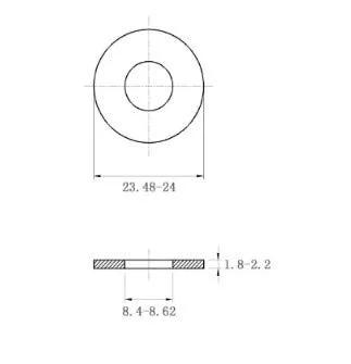 Stainless steel washer #4, outer 24 mm, inner 8.5 mm, 2 mm thick, Amazon BISS