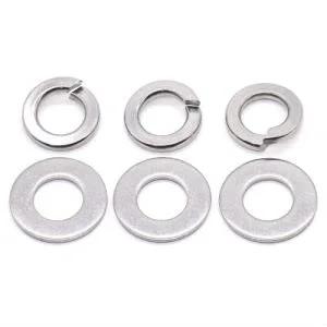 Glvaner M8 flat and lock washers set, 3 flat and 3 lock, 304 stainless steel, plain finish