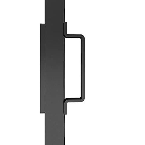 Side view of 30 Inch By 84 Inch Frosted Glass Barn Door With Black Steel Frame And Three Quarter Lite Panels Ships Fully Preassembled