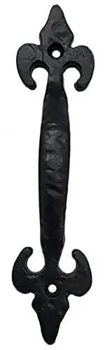 Antique Cast Iron Cabinet Pulls 6.1 Inches Matte Black Two Pack Includes Matching Screws For Vintage Wooden Doors