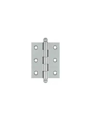 Solid Brass Cabinet Hinge Set With Ball Tips, 2.5 By 2 Inch Full Inset Hinge For Doors, Chrome Finish, Pair Of 10 Hinges.