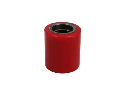 Single Pallet Jack Roller Wheel with Bearing, 3 Inch by 3.7 Inch, 95A Red Polyurethane, Heavy Duty Replacement for Manual Pallet Jack