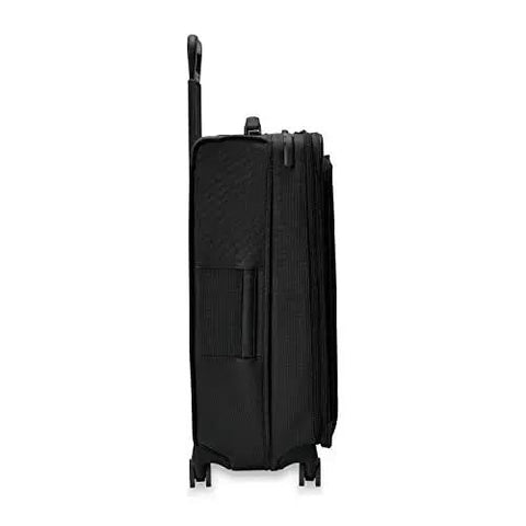 Side view of Large 29 Inch Expandable Spinner Checked Luggage For Travel With One Touch CX Compression And Four 360 Spinner Wheels Black