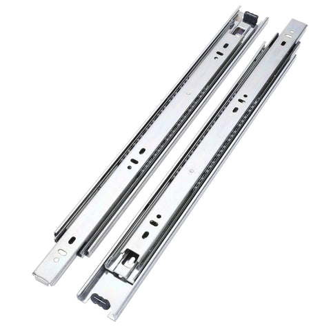 Two 22-inch ball bearing side mount drawer slides, part of 10 Pairs of 22 Inch Hardware 3-Section Full Extension Ball Bearing Side Mount Drawer Slides,100 LB Capacity Drawer Slide